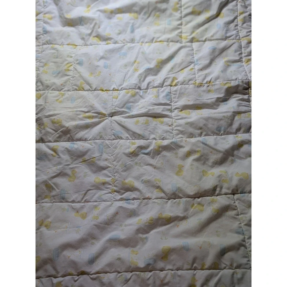 Vintage yellow and blue Duck and Duckling Baby Quilt